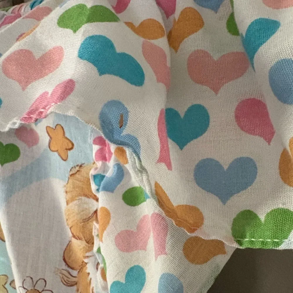 Vintage Care Bear Curtain 2 Sets Hearts Ruffles 1980’s